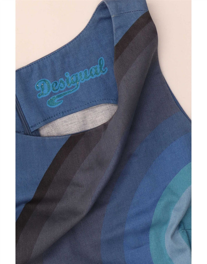 Desigual Womens Graphic Sleeveless Sheath Dress EU 38 Medium Blue Striped