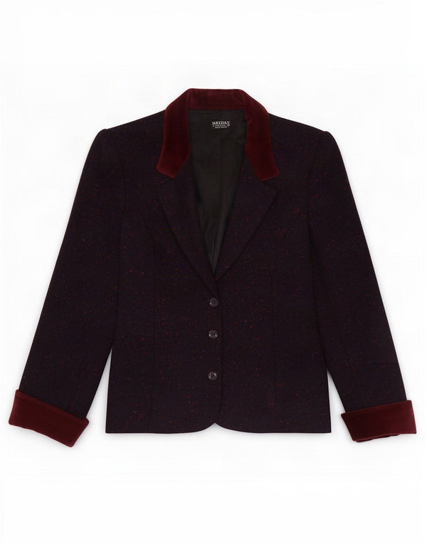 Reldan Womens 3 Button Blazer Jacket UK 14 Medium Burgundy Flecked New Wool