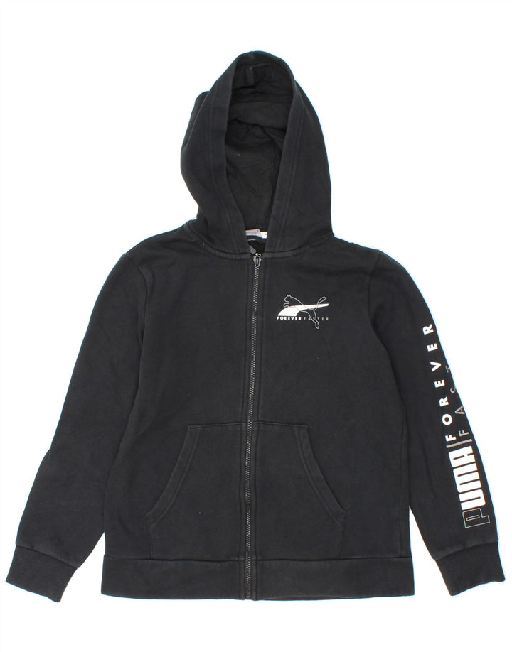 PUMA Boys Graphic Zip Hoodie Sweater 13-14 Years Black Cotton Vintage Puma and Second-Hand Puma from Messina Hembry 