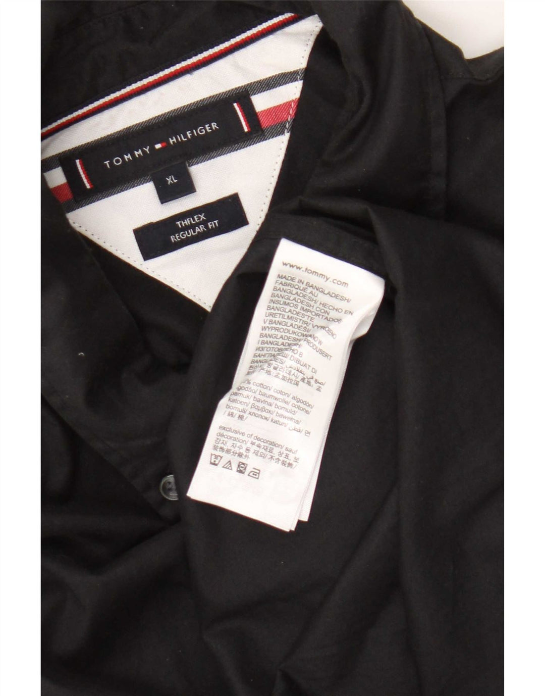 Tommy Hilfiger Mens Regular Fit Shirt XL Black Cotton