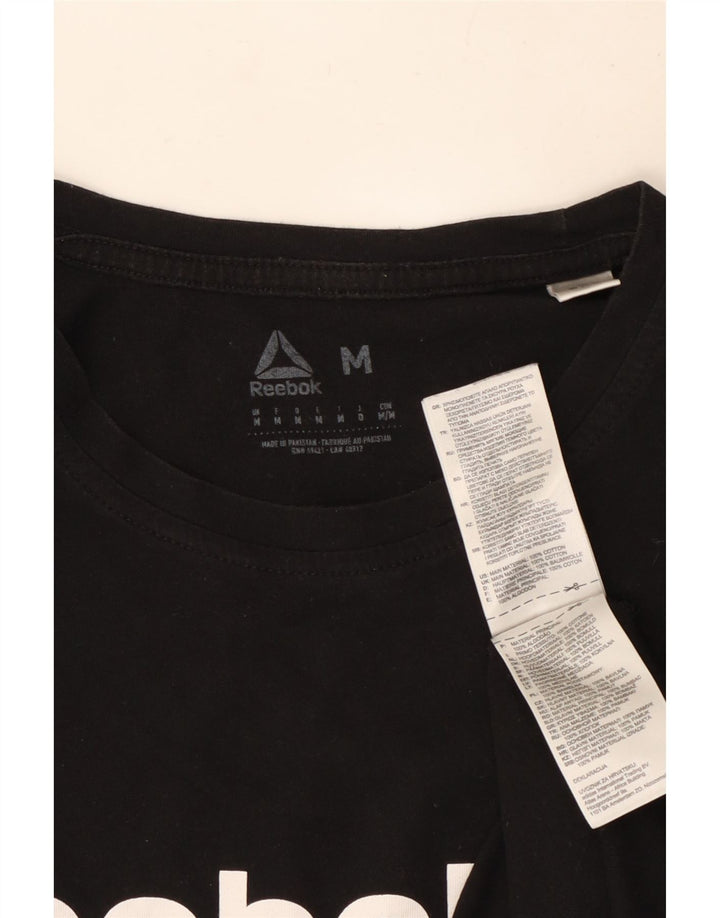 Reebok Mens Graphic T-Shirt Top Medium Black Cotton
