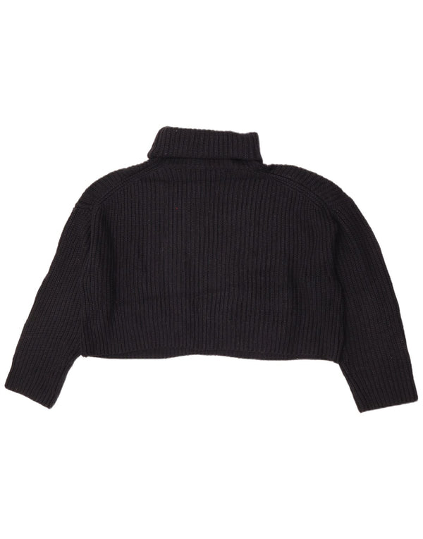 Zara Womens Crop Oversized Roll Neck Jumper Sweater UK 14 Medium Black