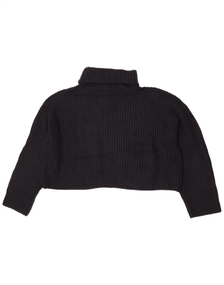 Zara Womens Crop Oversized Roll Neck Jumper Sweater UK 14 Medium Black