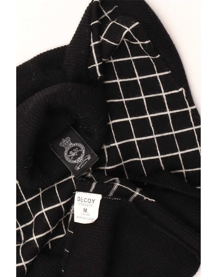 Vintage Womens Roll Neck Jumper Sweater UK 12 Medium Black Check Wool