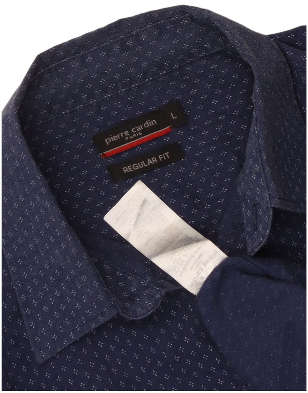 Pierre Cardin Mens Regular Fit Shirt Large Navy Blue Floral Polyester