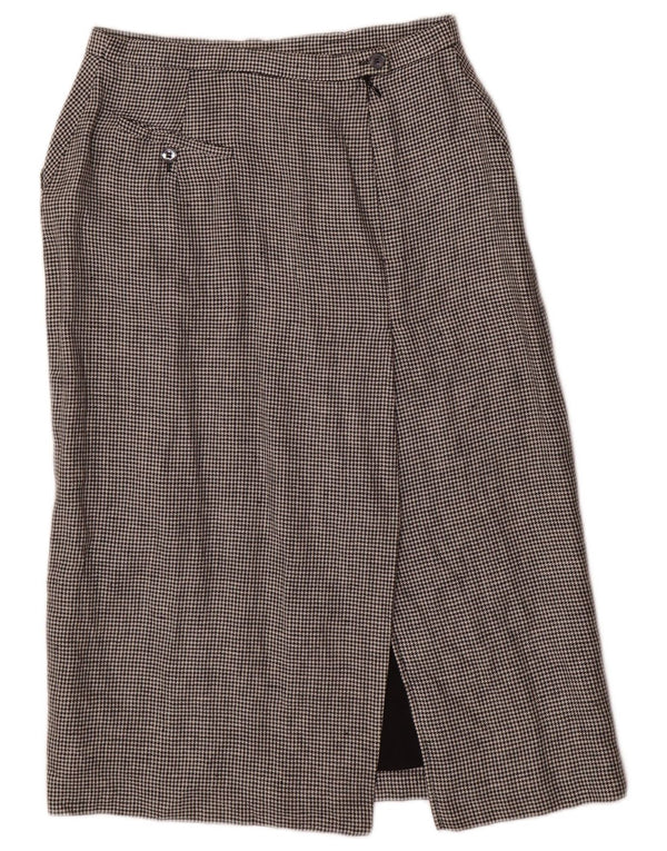 Vintage Womens Midi Skirt UK 10 Small W28 Grey Houndstooth