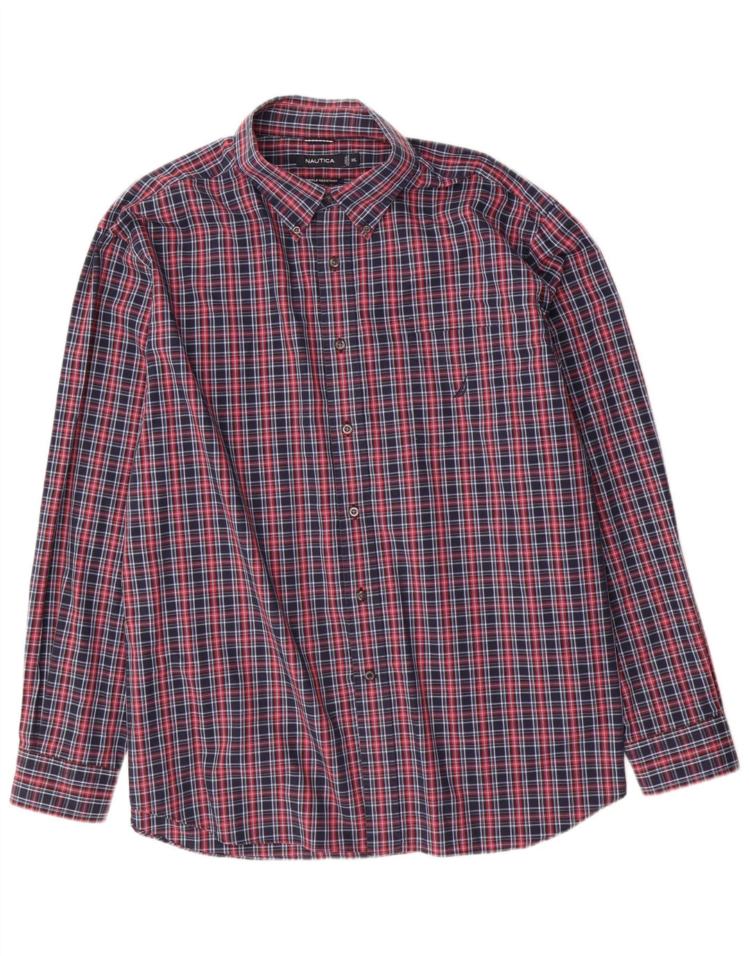 Nautica Mens Shirt 2XL Navy Blue Check Cotton