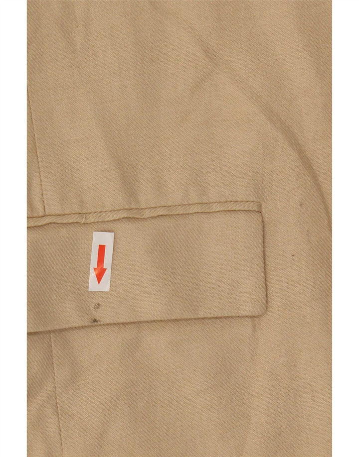 Zara Womens 3/4 Sleeve Open Blazer Jacket UK 12 Medium Beige