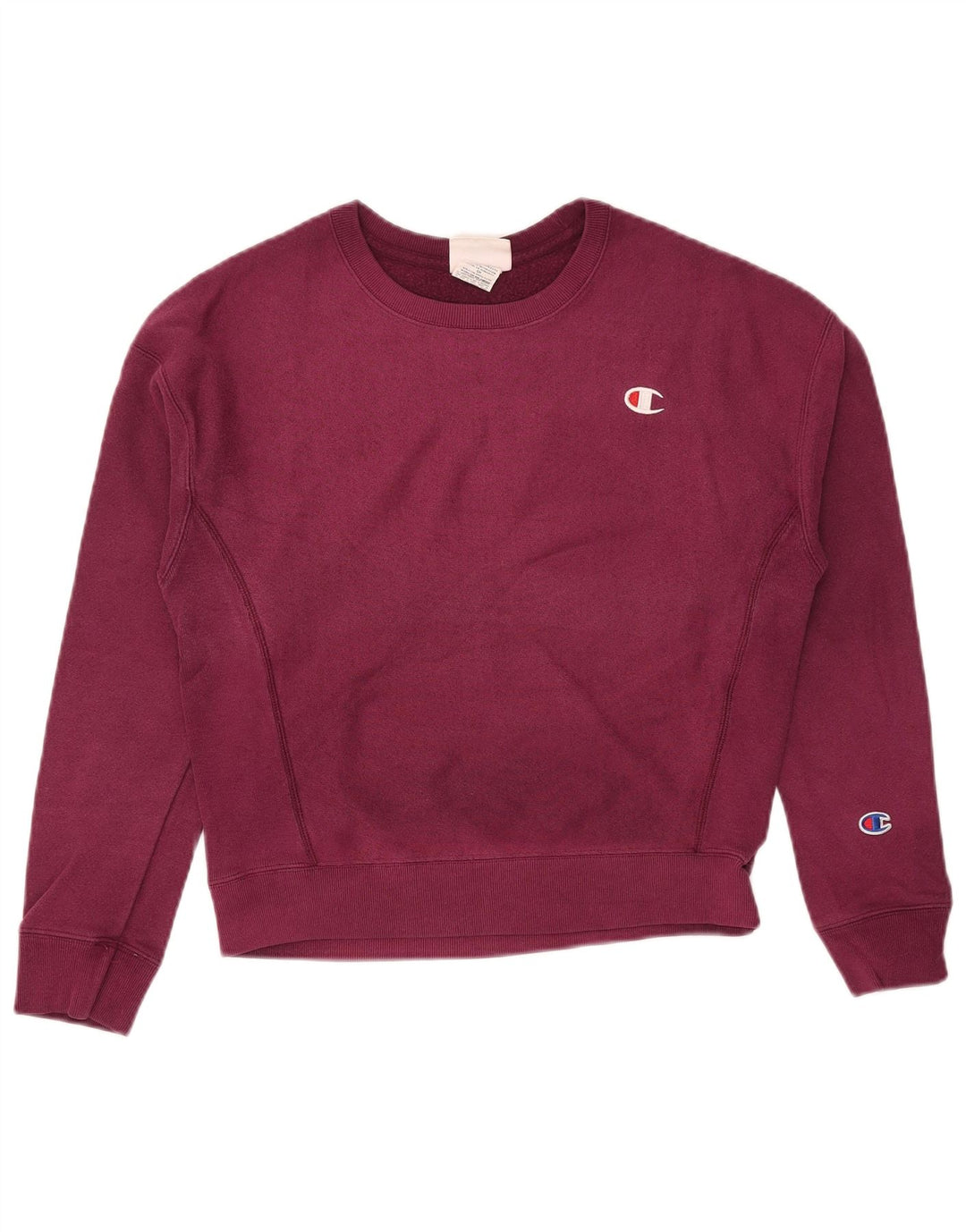 Champion Womens Oversized Sweatshirt Jumper UK 10 Small Burgundy Cotton