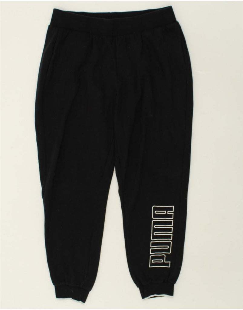 PUMA Womens Graphic Tracksuit Trousers Joggers UK 18 XL Black Cotton | Vintage Puma | Thrift | Second-Hand Puma | Used Clothing | Messina Hembry 