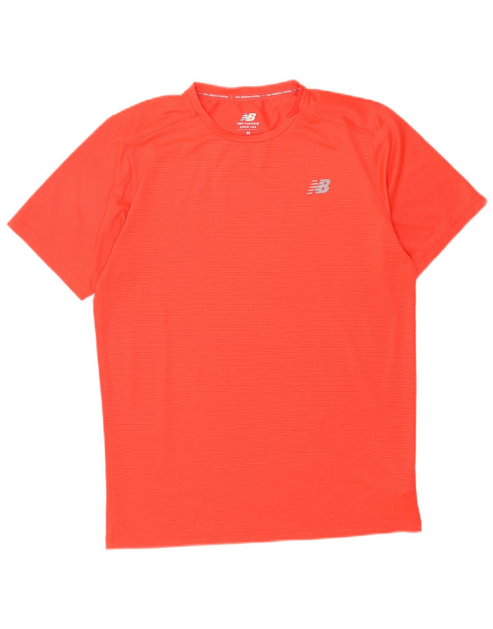 New Balance Mens T-Shirt Top Medium Orange Polyester