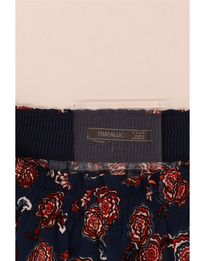 Zara Womens Mini Skirt Medium W28  Navy Blue Floral