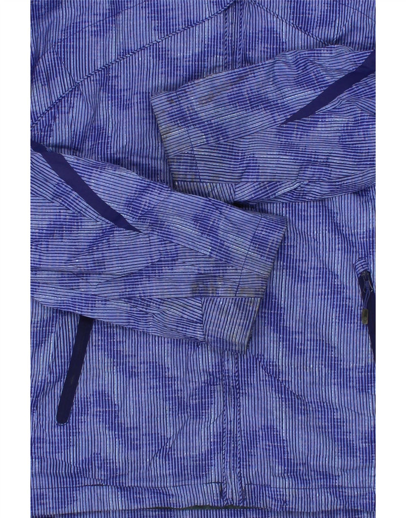 COLUMBIA Womens Hooded Windbreaker Jacket UK 14 Medium Blue Pinstripe Vintage Columbia and Second-Hand Columbia from Messina Hembry 