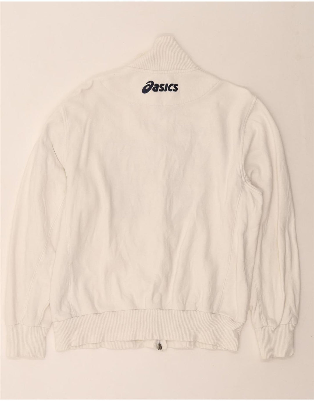 ASICS Mens Graphic Tracksuit Top Jacket XL White Cotton