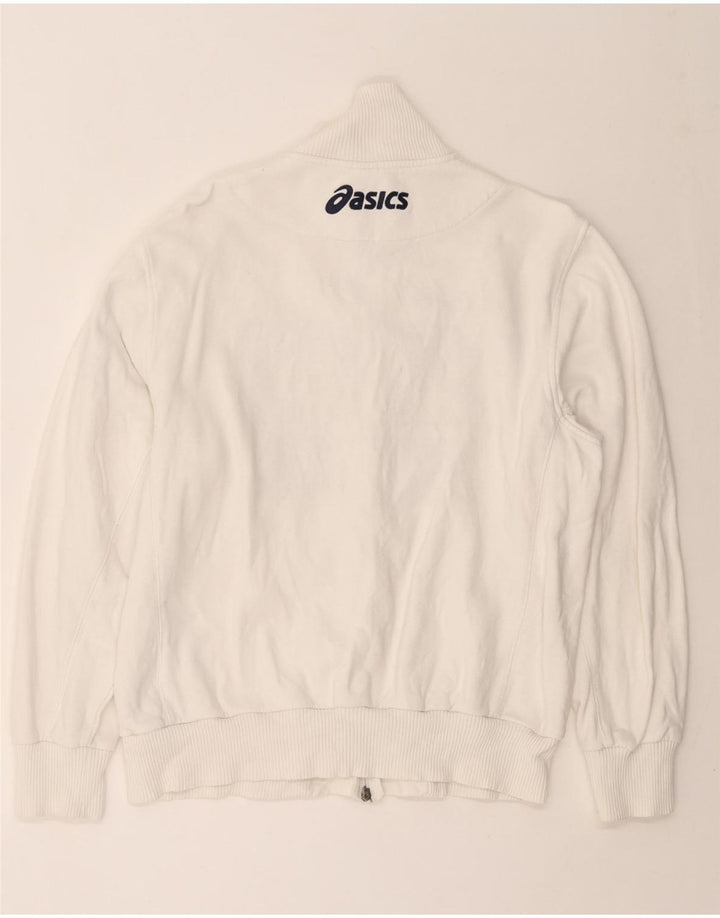 ASICS Mens Graphic Tracksuit Top Jacket XL White Cotton