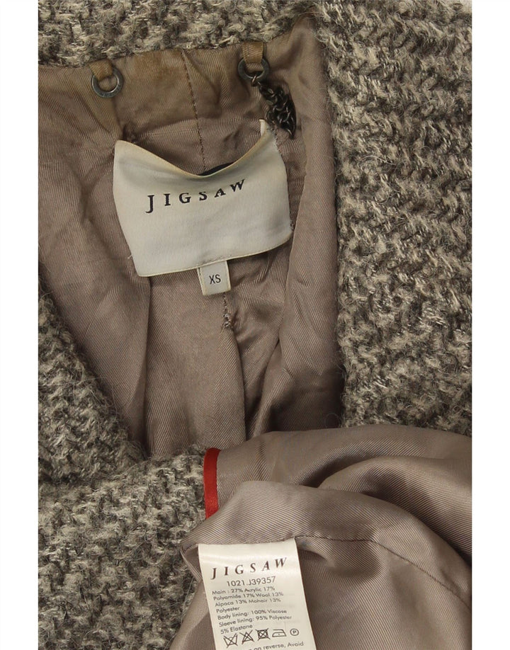 Jigsaw Womens Oversized Double Breasted Coat UK 6 XS Grey Acrylic