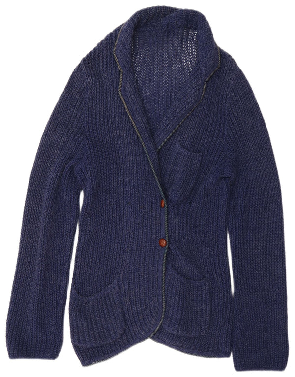 Marlane Womens Crochet Cardigan Sweater UK 16 Large Navy Blue