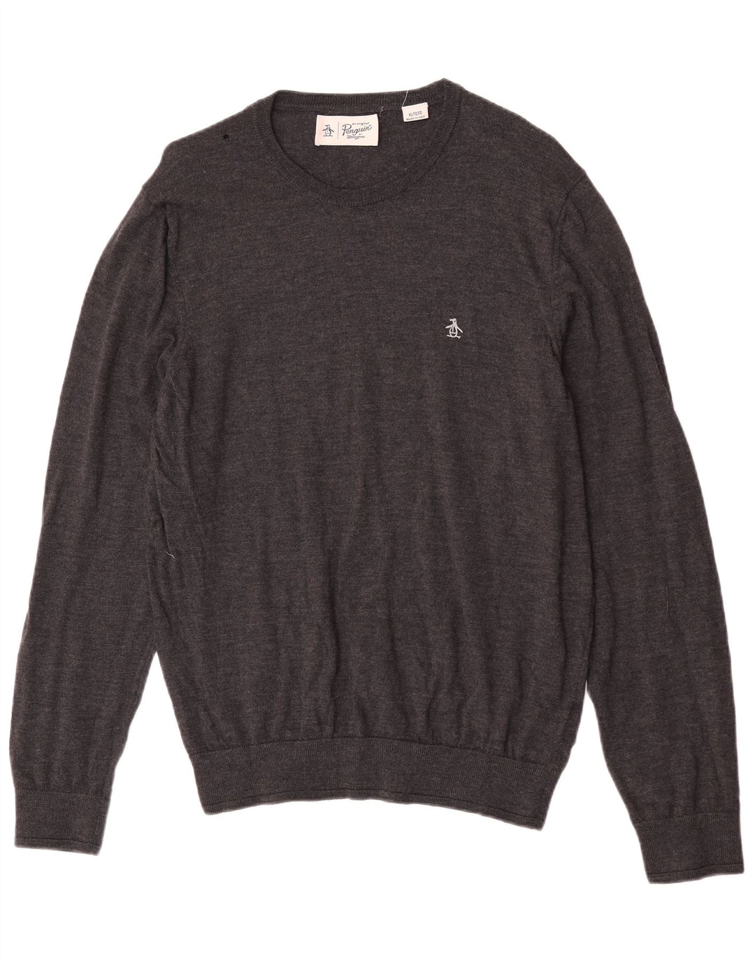 Penguin Mens Boat Neck Jumper Sweater XL Grey Merino Wool