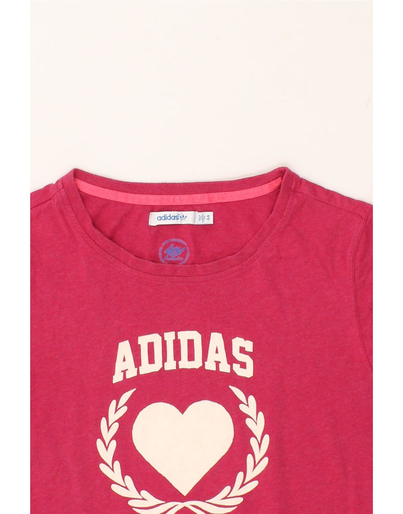 ADIDAS Womens Graphic T-Shirt Top IT 44 Medium Pink Cotton Vintage Adidas and Second-Hand Adidas from Messina Hembry 