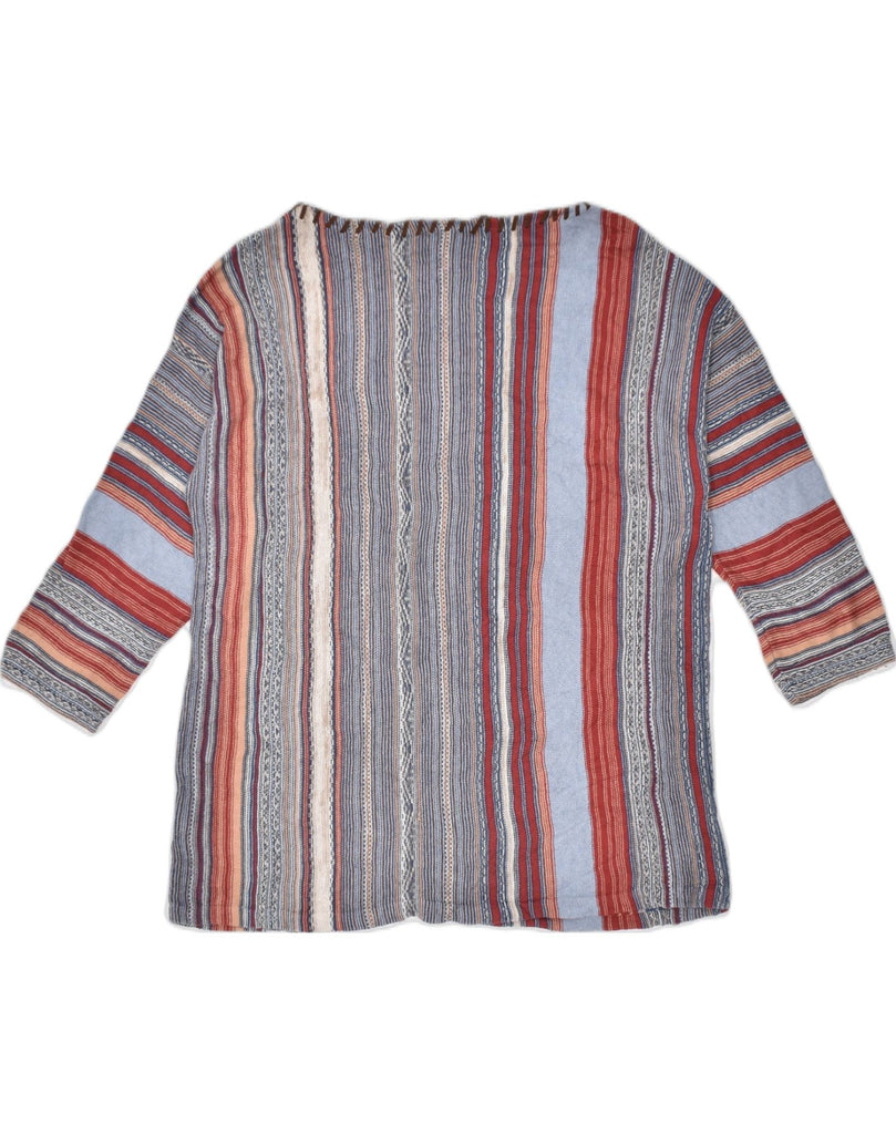 VINTAGE Womens Oversized Knit Blouse Top UK 16 Large Multicoloured Striped | Vintage | Thrift | Second-Hand | Used Clothing | Messina Hembry 