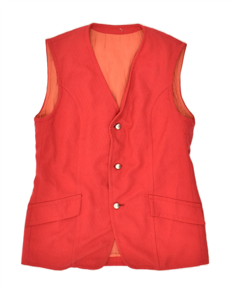 VINTAGE Womens Sleeveless 3 Button Blazer Jacket UK 12 Medium Red | Vintage Vintage | Thrift | Second-Hand Vintage | Used Clothing | Messina Hembry 