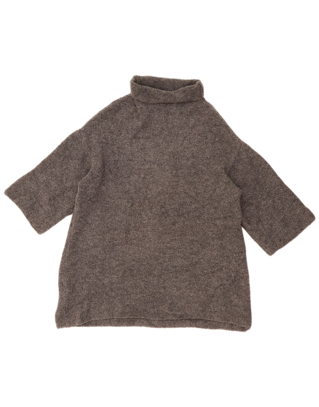 ZARA Womens 3/4 Sleeve Oversized Roll Neck Jumper Sweater UK 10 Small Grey