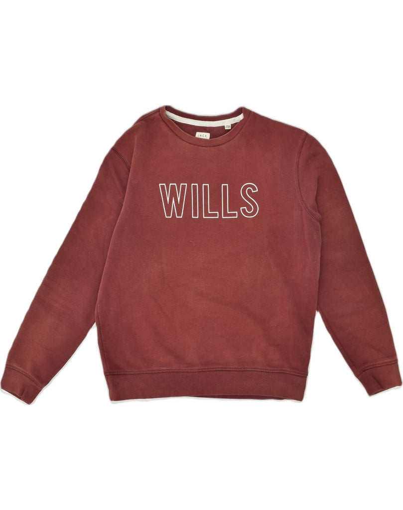 JACK WILLS Mens Graphic Sweatshirt Jumper Large Burgundy Cotton | Vintage Jack Wills | Thrift | Second-Hand Jack Wills | Used Clothing | Messina Hembry 