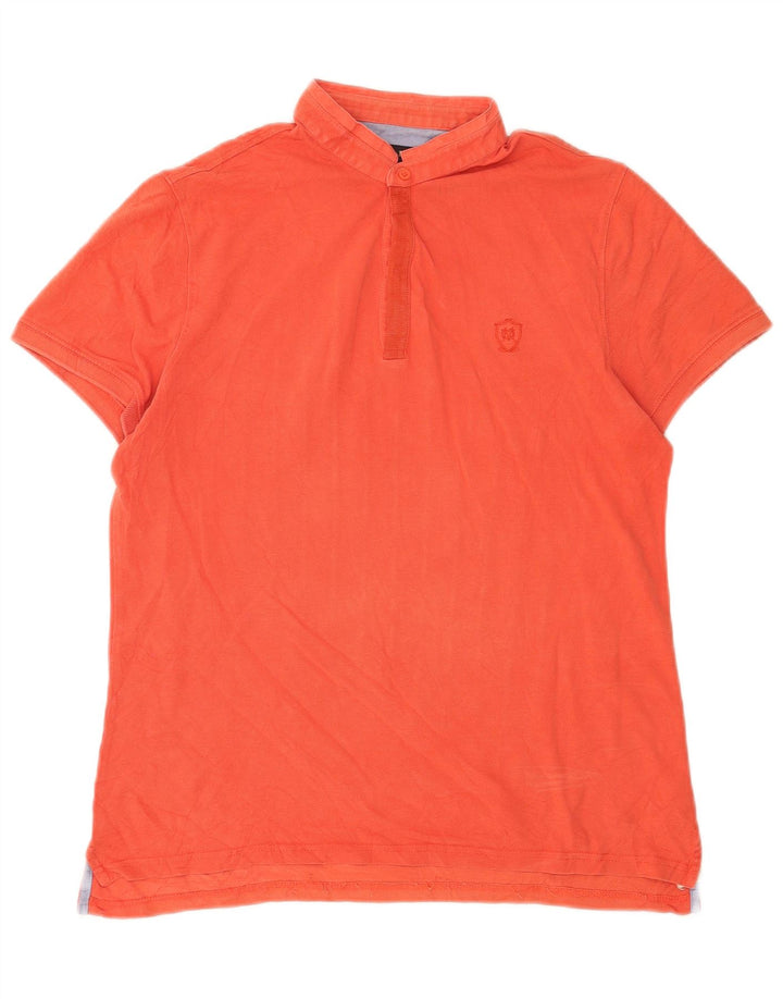 Massimo Dutti Mens Polo Shirt Medium Orange Cotton