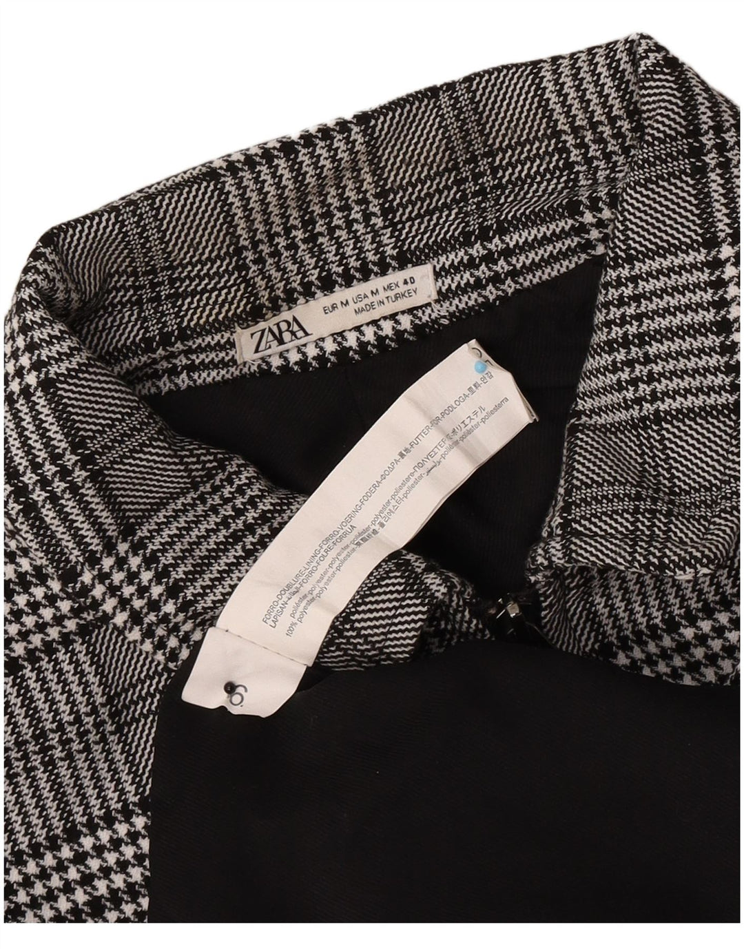 Zara Mens Bomber Jacket UK 38 Medium Grey Check Polyester
