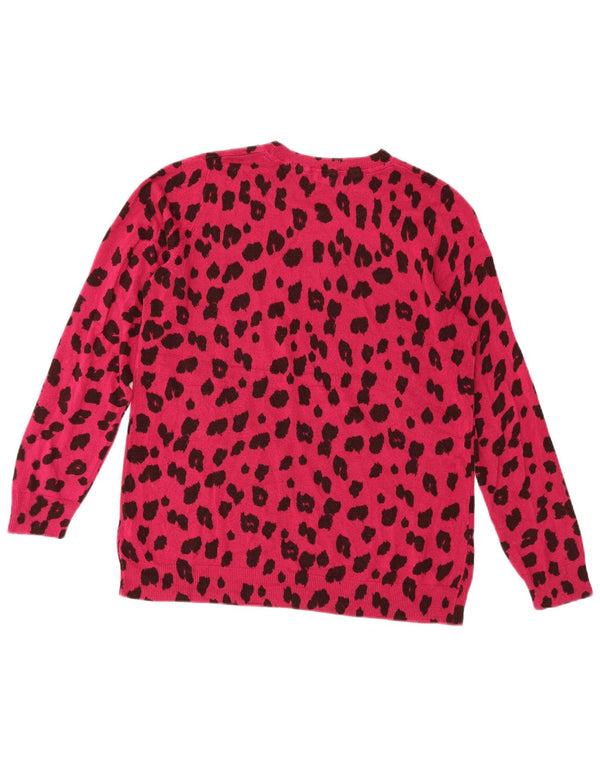 Marks & Spencer Womens Crew Neck Jumper Sweater UK 22 2XL Pink Animal Print