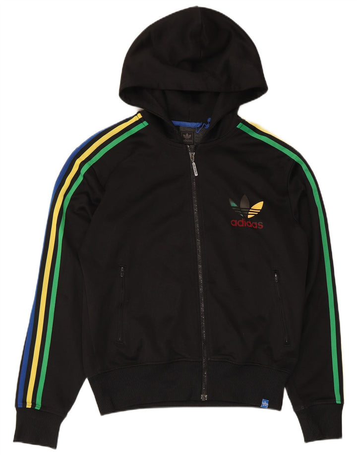Adidas Mens Zip Hoodie Sweater Medium Black Polyester