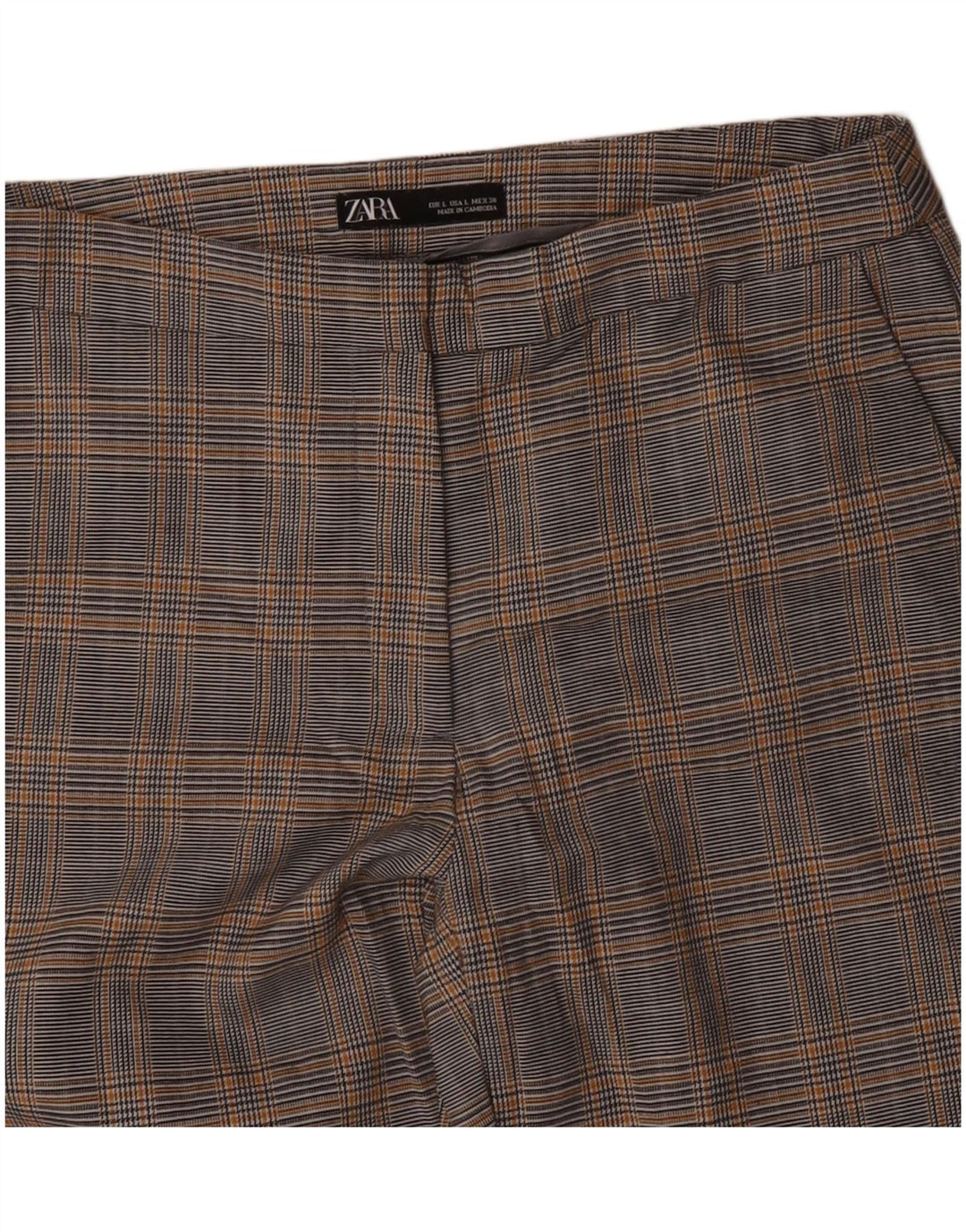 ZARA Womens Straight Chino Trousers Large W30 L26 Grey Houndstooth