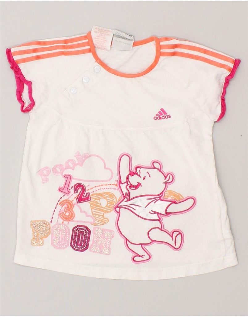 ADIDAS Girls Graphic T-Shirt Top 3-4 Years White Cotton | Vintage Adidas | Thrift | Second-Hand Adidas | Used Clothing | Messina Hembry 