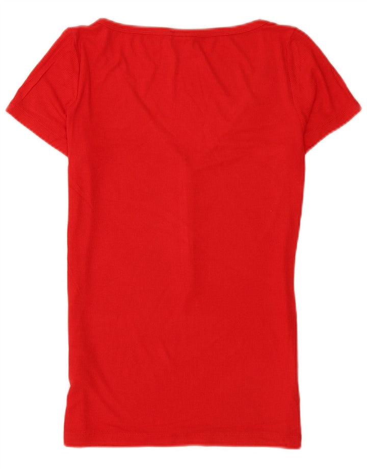Guess Womens T-Shirt Top UK 8 Small Red Rayon