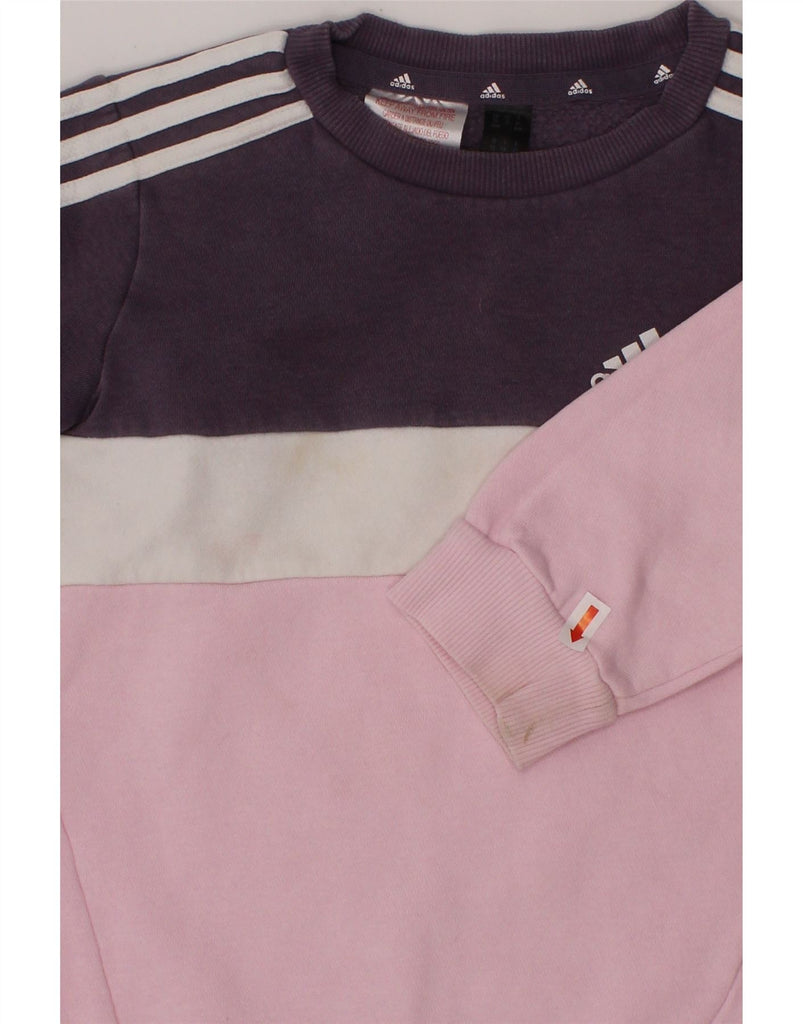 ADIDAS Baby Girls Sweatshirt Jumper 18-24 Months Pink Colourblock Cotton Vintage Adidas and Second-Hand Adidas from Messina Hembry 