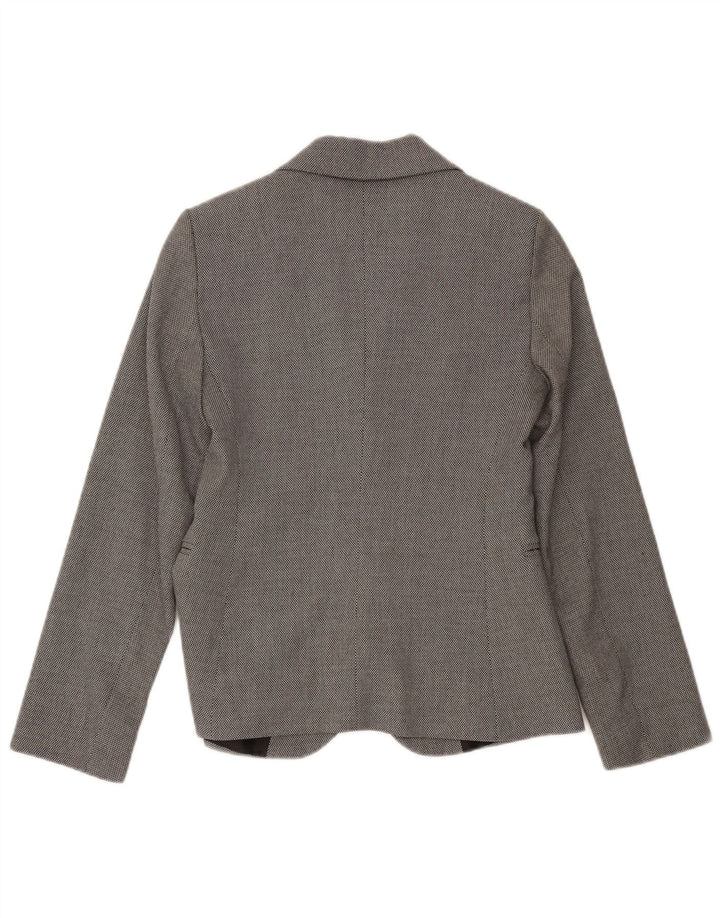Benetton Womens 1 Button Blazer Jacket UK 8 Small Grey Spotted Polyester