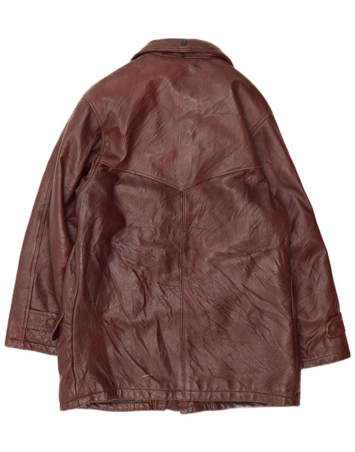 MAESTRO ARTIEIANO Mens Leather Jacket UK 44 2XL Brown Leather