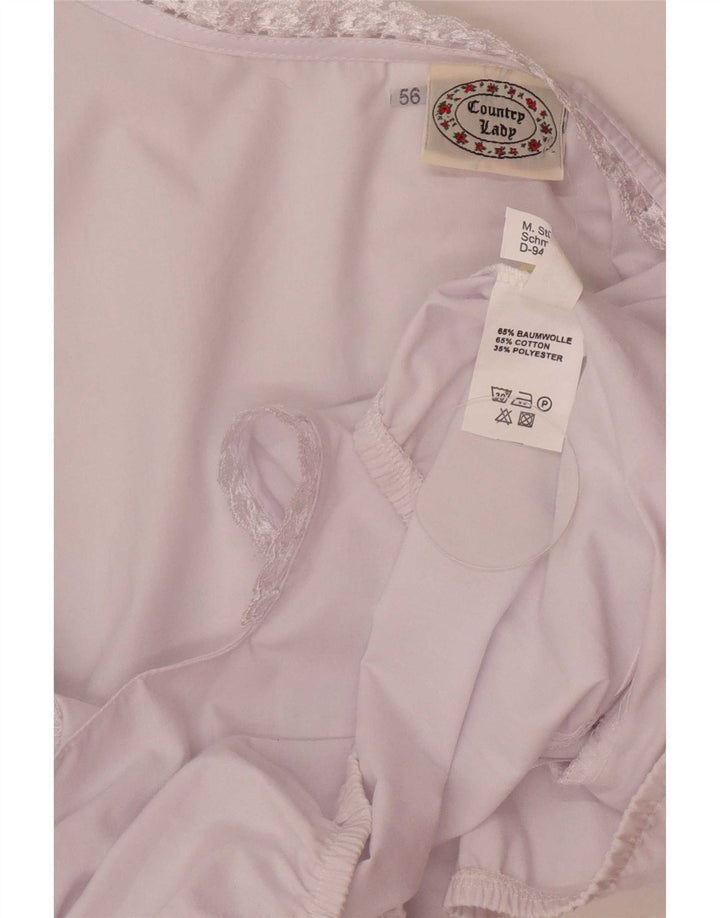 Vintage Womens Crop Top IT 56 4XL White Floral Cotton