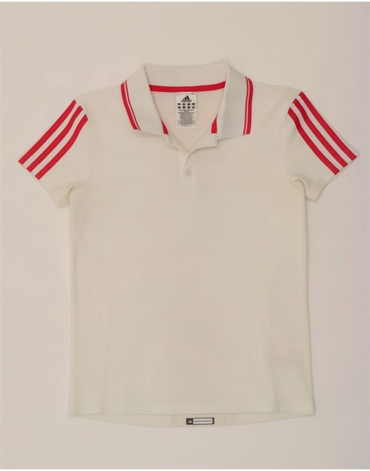 Adidas Womens Polo shirt UK 14 Medium White Colourblock Polyester