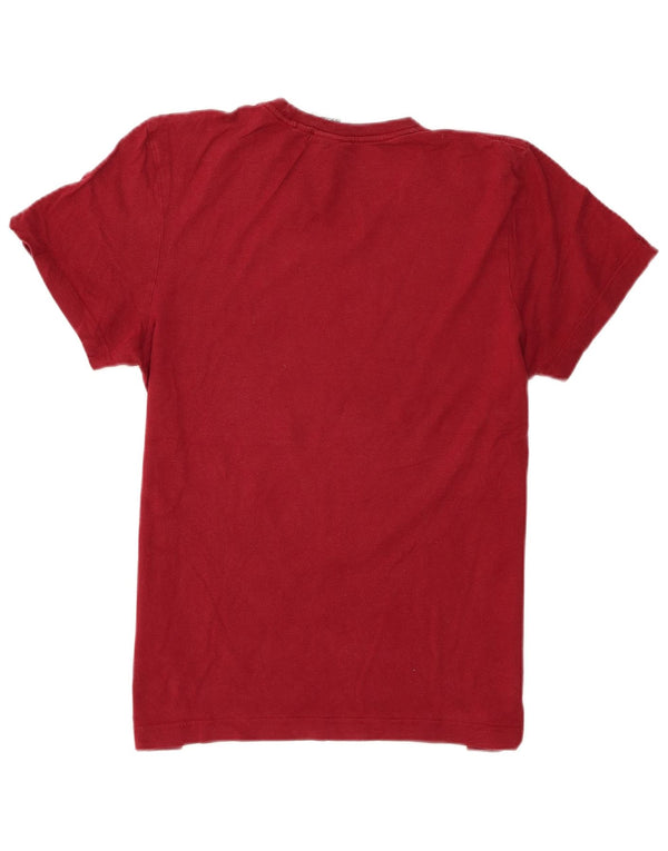 Adidas Mens Graphic T-Shirt Top Small Burgundy Cotton