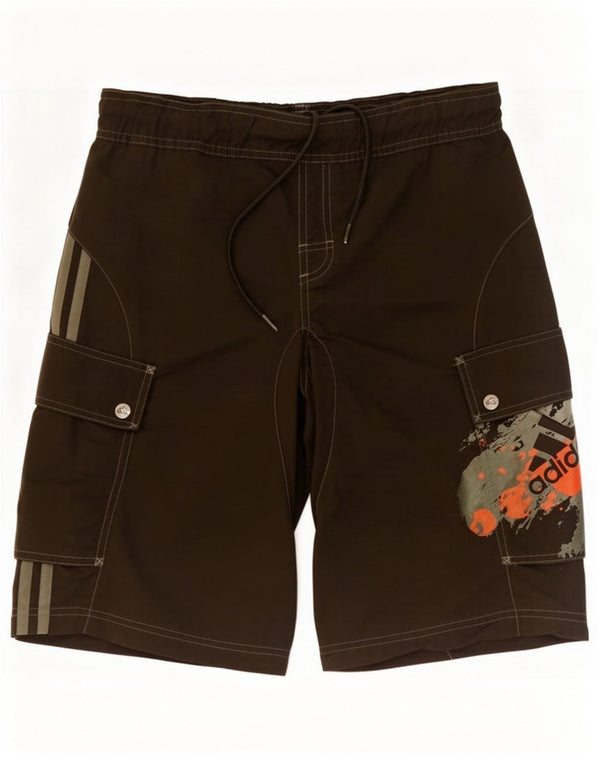 Adidas Mens Graphic Swimming Shorts Small Khaki Polyamide