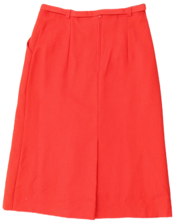 Vintage Womens High Waist Midi Skirt IT 46 Large W28 Red Viscose