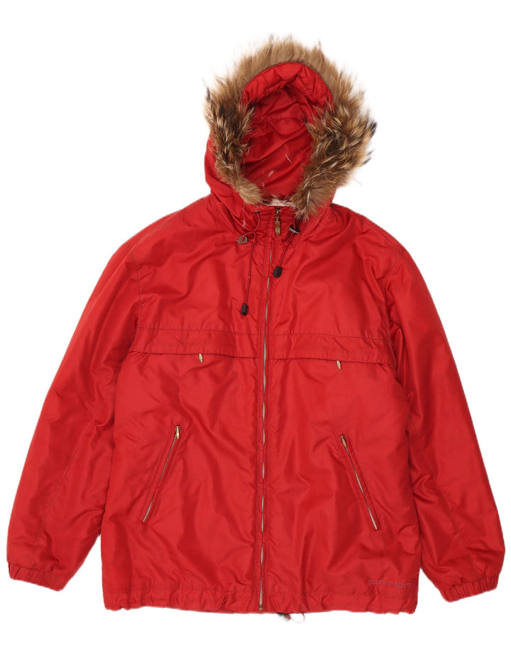 Belfe & Belfe Womens Hooded Waterproof Jacket UK 14 Large Red Polyester