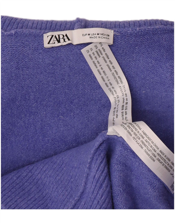 Zara Womens Oversized Roll Neck Jumper Sweater UK 14 Medium Purple Acrylic