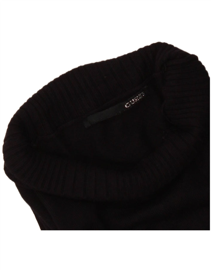 Guess Womens Graphic Roll Neck Jumper Sweater UK 8 Small Black