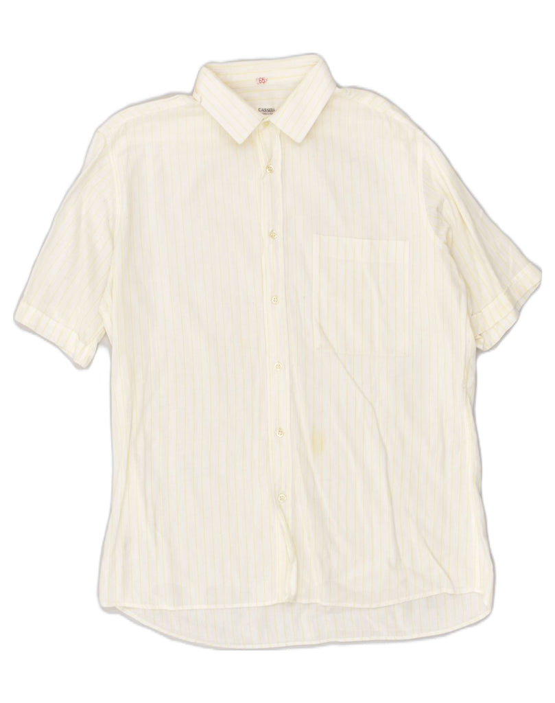 CASSERA Mens Short Sleeve Shirt Medium Yellow Striped Cotton | Vintage Cassera | Thrift | Second-Hand Cassera | Used Clothing | Messina Hembry 