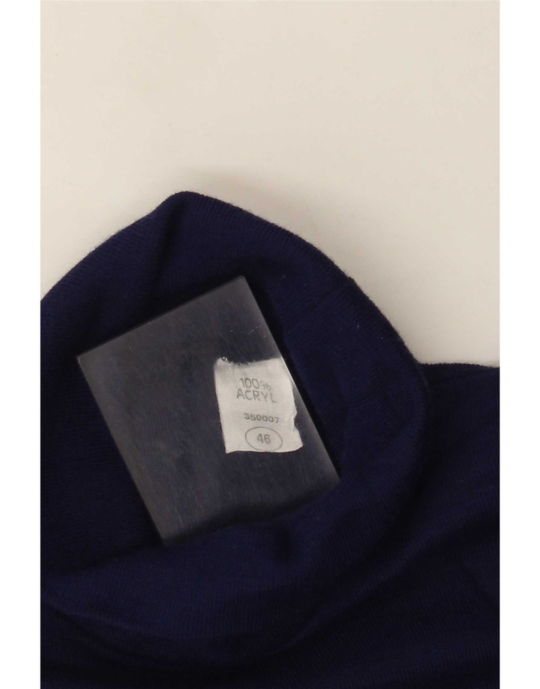 Vintage Womens Roll Neck Top Long Sleeve IT 46 Large Navy Blue Acrylic