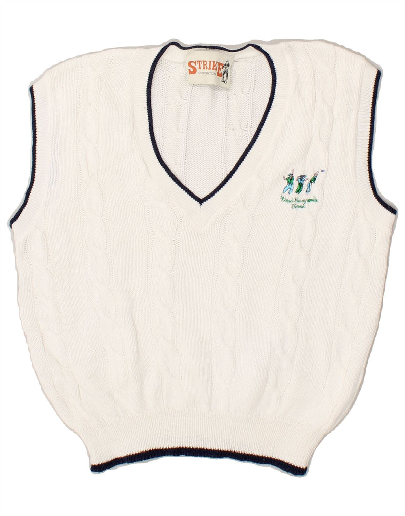 VINTAGE Boys Vest Tank Top 11-12 Years White Vintage Vintage and Second-Hand Vintage from Messina Hembry 