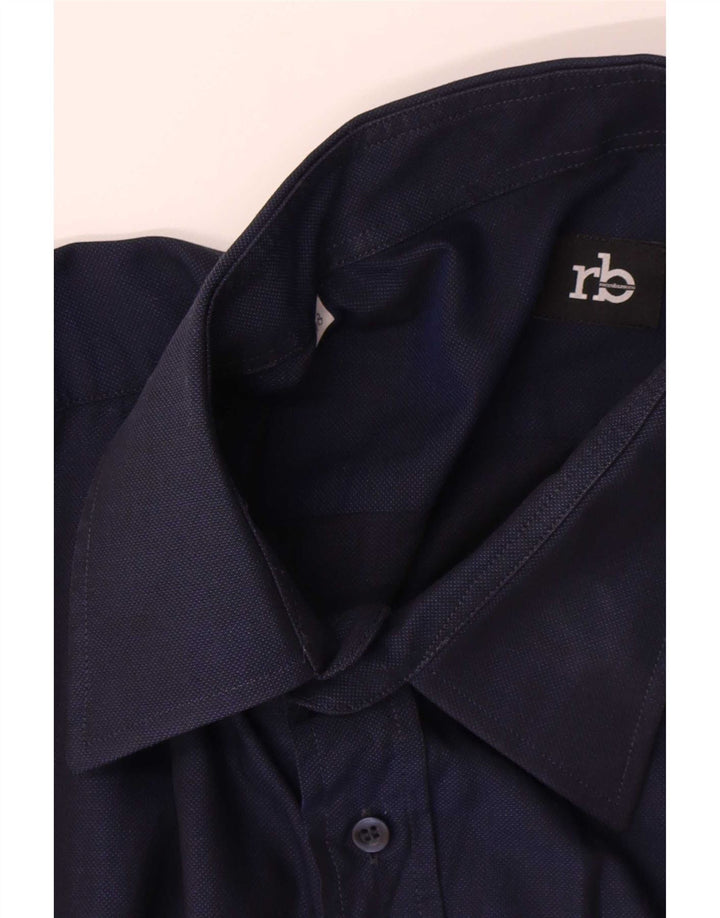 Roccobarocco Mens Shirt Size 48 2XL Navy Blue Cotton