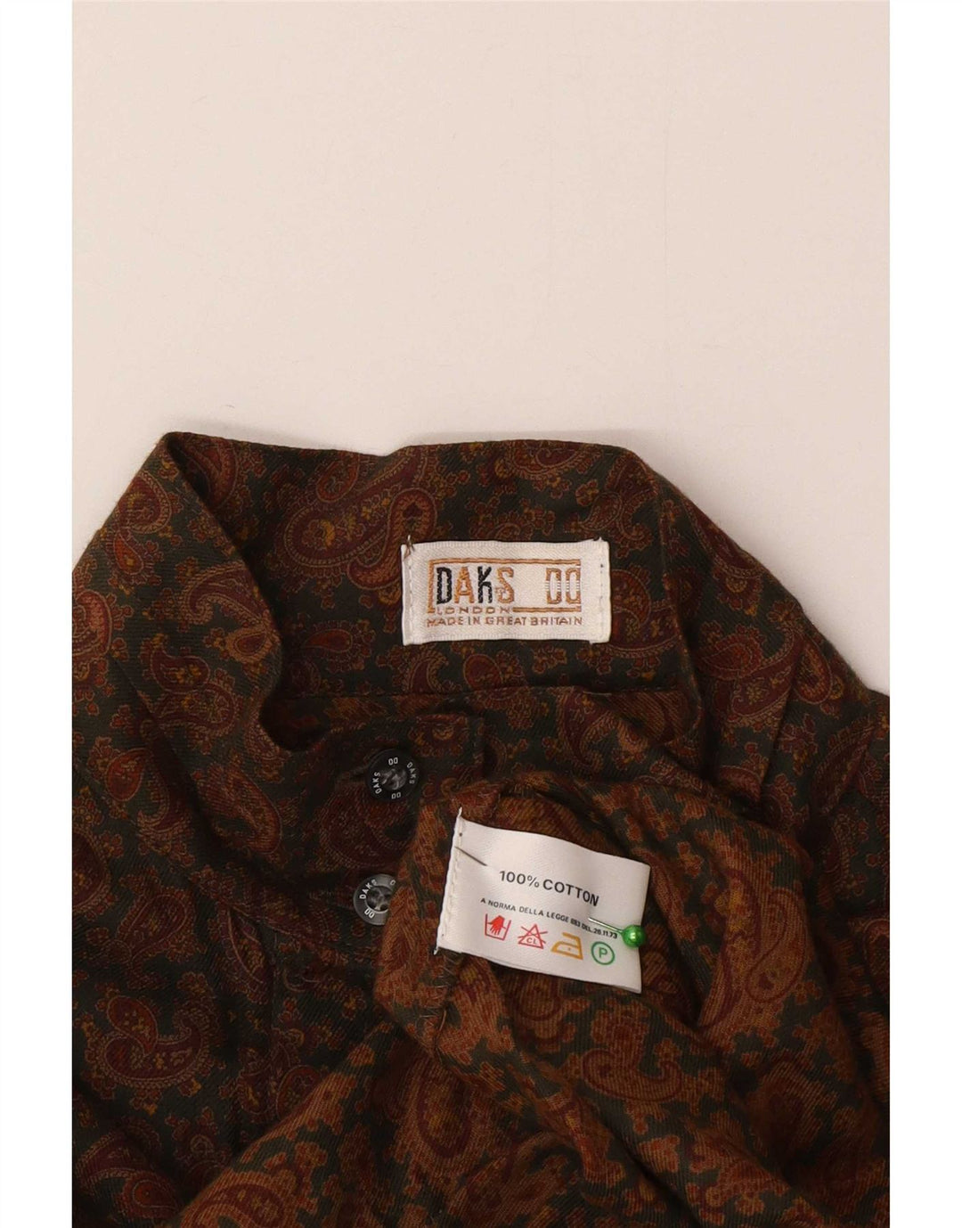 DAKS Womens Shirt UK 12 Medium Brown Paisley Cotton